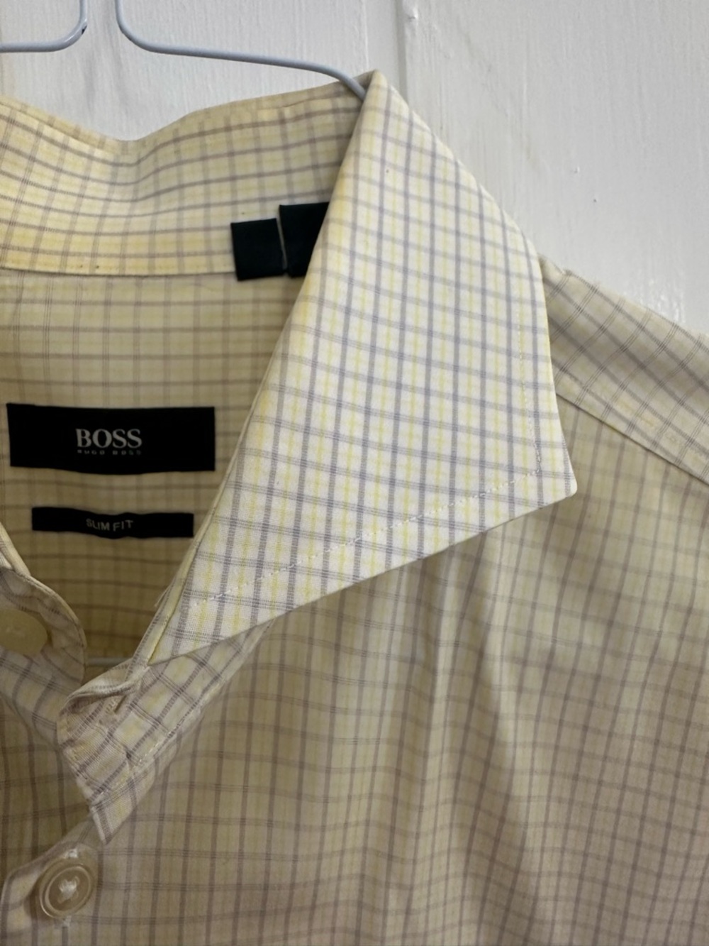 Hugo Boss Slim Fit Yellow & Purple Check Men’s Dress Shirt - 17